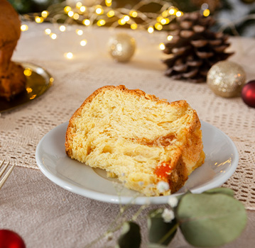 Panettone on a holiday themed table 